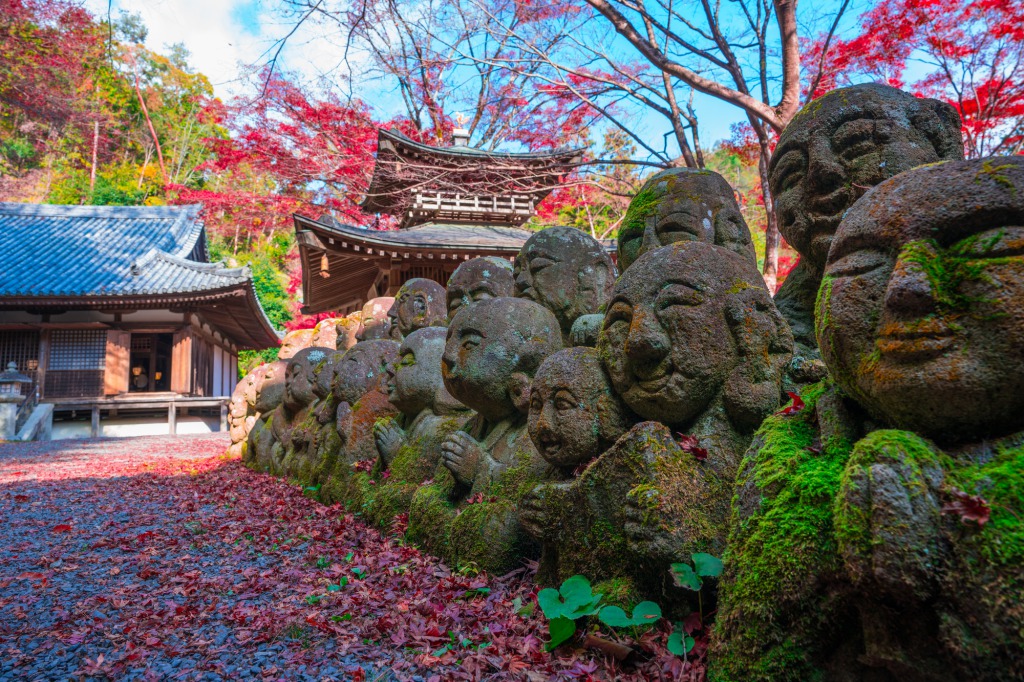 愛宕念仏寺（おたぎねんぶつじ）の千二百羅漢と紅葉　